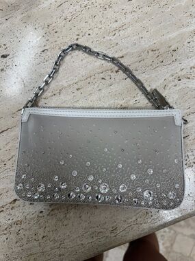 Christian Louboutin Silver Crystal-Embellished Shoulder Clutch